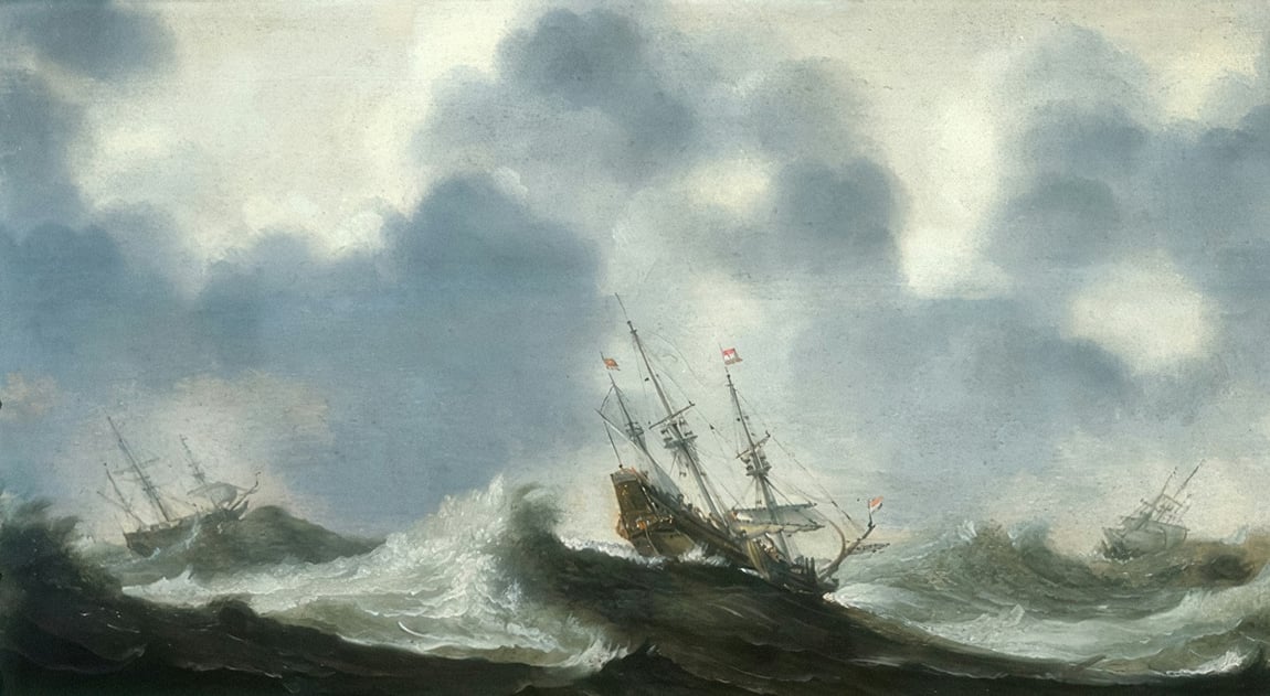 Three ships at sea courtesy of National Historical Museum of Sweden